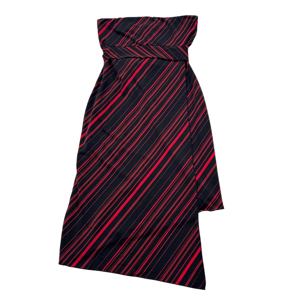 Taunt Strapless Red Black Stripe Asymmetrical Maxi Dress Size M